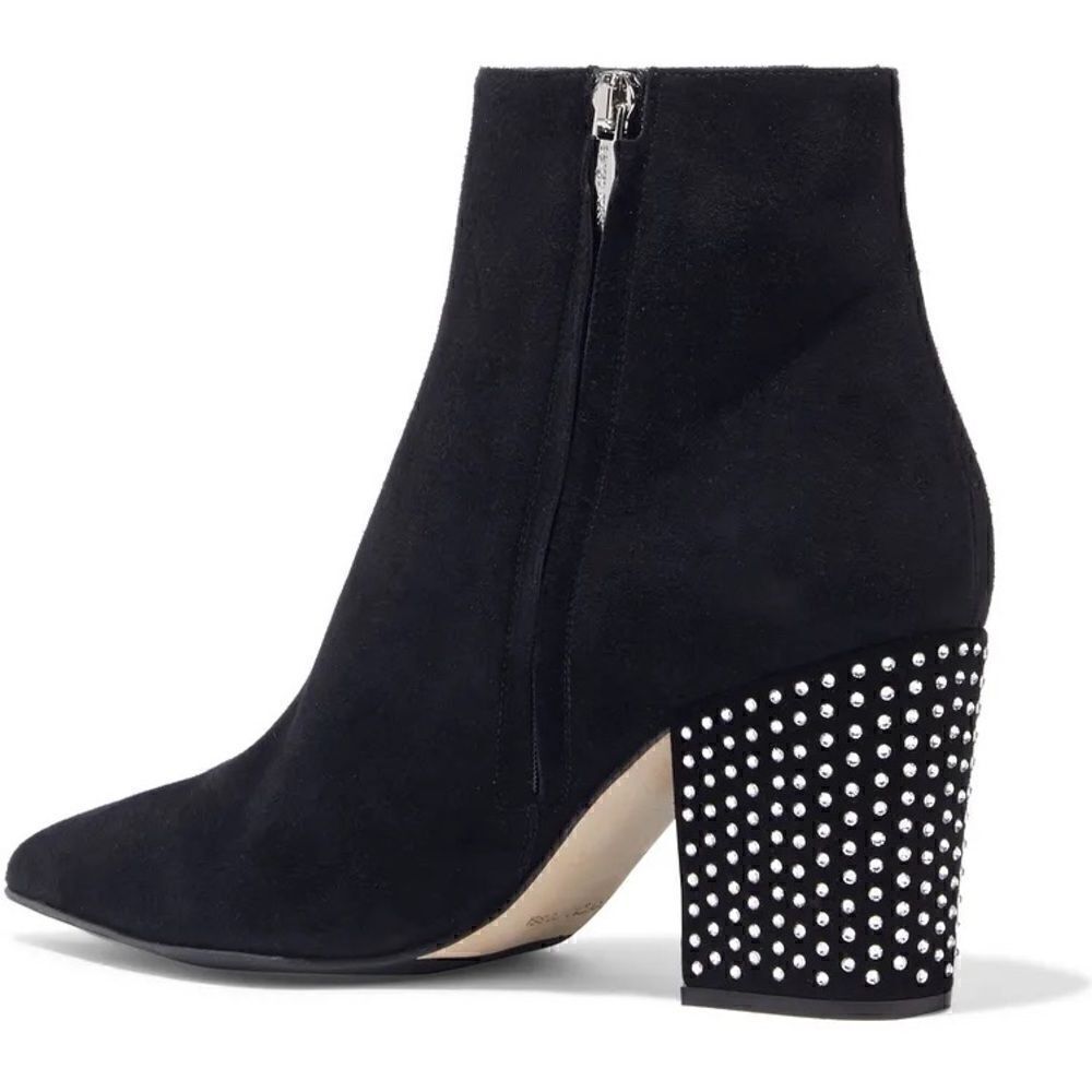Sergio Rossi 75 Crystal Embellished Black Suede Ankle Boot. Size 38/8.
